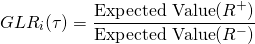 $$GLR_i(\tau) = \frac{\textrm{Expected Value}(R^+)}{\textrm{Expected Value}(R^-)}$$