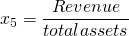  x_5 = \dfrac{Revenue}{total assets} 