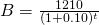  B=\frac{1210}{(1+0.10)^t }