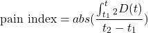 $$ \textrm{pain index} = abs(\frac{\int_{t_1}^t_{2} D(t)}{t_2 - t_1}) $$