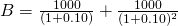  B=\frac{1000}{(1+0.10)} + \frac{1000}{(1+0.10)^2 }