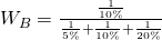  W_B = \frac{\frac{1}{10\%}}{\frac{1}{5\%} + \frac{1}{10\%} + \frac{1}{20\%}} 