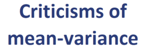 Criticisms of mean-variance optimization
